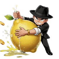 Lemon Casino Squeeze Lemon Mission - Maskottchen presst Zitrone aus